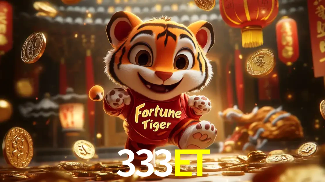 O alegre personagem do Fortune Tiger correndo sobre um caminho de moedas de ouro, simbolizando os grandes prêmios e a diversão do popular jogo de slot do 333ET.