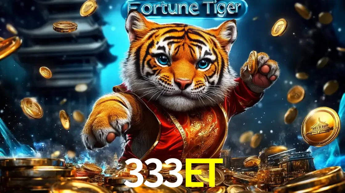 Imagem promocional do jogo de slot Fortune Tiger, com um tigre majestoso em traje tradicional cercado por uma fortuna em moedas de ouro, disponível agora no cassino 333ET.